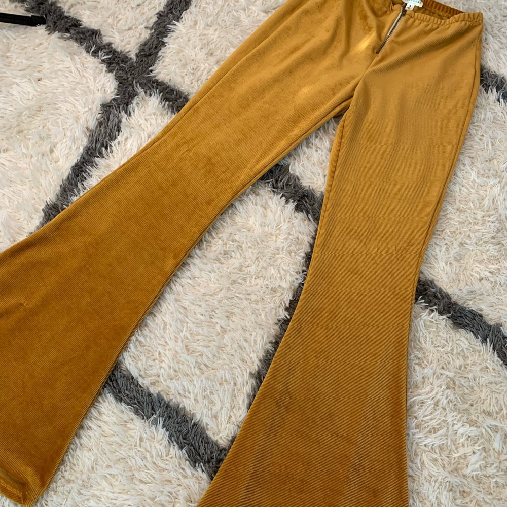 EARTHBOUND Mustard Velvet Flare Pants